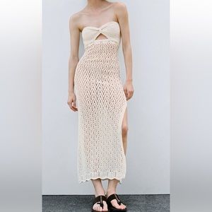 CUT OUT POINTELLE KNIT DRESS